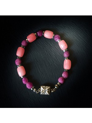 Asteria Elite Pembe Mor Ceyt Huzur, Şans ve Enerji Bilekliği