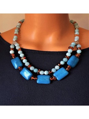 Asteria Elite Akik Kuvars Kehribar Iki Sıralı Nazar Koruması ve Bereket Kolyesi