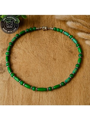 Asteria Elite Yeşik Akik Doğal Enerji Kaynağı Ahşap Kolye