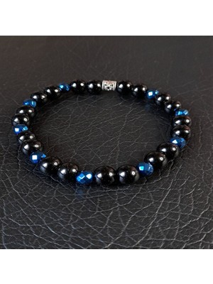 Asteria Elite Oniks Hematit Nazardan Korunma Kararlılık, Güç Için Bileklik