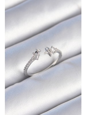 Ayder Timya Pirinç Gümüş Renk Zirkon Taş Detay Yıldız Model Kadın Yüzük - TJ-BYK3447 TG/Tmya1395 218659