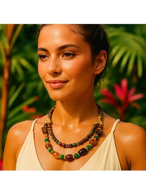 Asteria Elite Akik Jasper Nazardan Koruma ve Canlılık Kolyesi