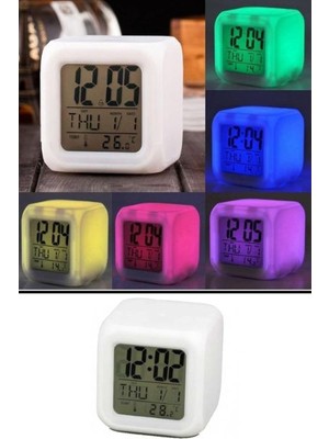 Aspartam Renk Değiştiren Alarmlı Dijital Küp Saat