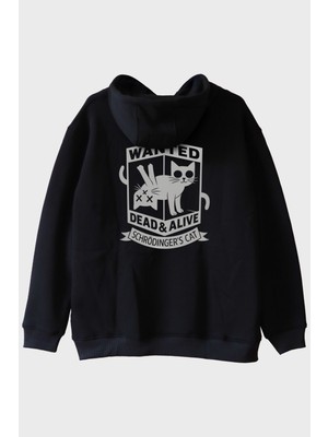 Nuugg Wanted: Dead & Alive Schrödinger's Cat Tasarım Siyah Hoodie