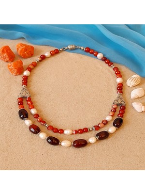 Asteria Elite Akik Inci Sezgisel Güç ve Nazardan Koruma Kolyesi