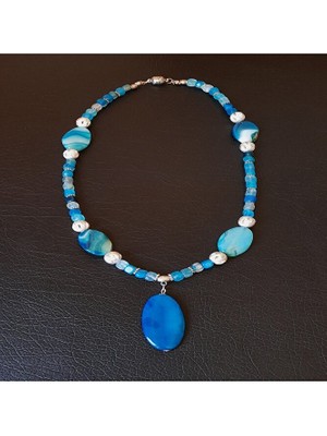 Asteria Elite Mavi Akik Stres Azaltma, Nazar Koruması ve Zihinsel Berraklık Için Uzun Kolye