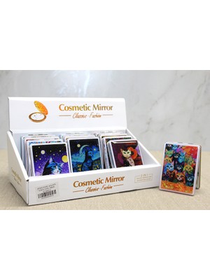 Aspartam Hareketli Sulu Detaylı Kedi Figürlü El Aynası