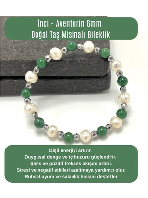 Yıldız Doğal Taş Sertifikalı Inci - Aventurin 6mm Doğal Taş Misinalı Bileklik