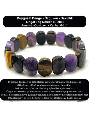 Yıldız Doğal Taş Sertifikalı Duygusal Denge & Özgüven & Sakinlik Doğal Taş Roleks Bileklik