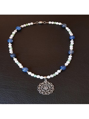 Asteria Elite Dumanlı Akik Mavi Gri Akik Uzun Nazar Koruması Bolluk Bereket Kolyesi