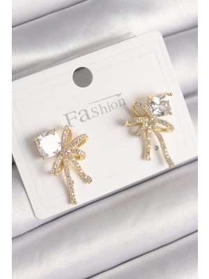 Ayder Timya Pirinç Gold Renk Zirkon Taşlı Kurdele Model Kadın Küpe - TJ-BKP9776 TG/Tmya1395 218721