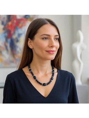 Asteria Elite Lacivert Kaplan Gözü Lacivert Kuvars Cesaret, Odaklanma Negatif Enerji Kalkanı Kolye