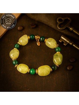 Asteria Elite Yeşil Kuvars Akik Bolluk, Şans ve Nazar Koruması Için Bileklik