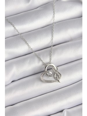 Ayder Timya 316L Çelik Gümüş Renk Zincir Zirkon Taş Detaylı Kalp Model Sonsuzluk Detay Kadın Kolye - TJ-BKO9584 TG/Tmya1395 218749