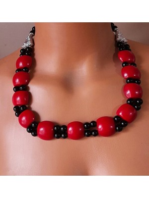 Asteria Elite Jasper Oniks Iki Sıralı Stres Azaltma Bereket ve Nazardan Korunma Kolyesi