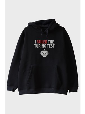 Nuugg I Failed The Turing Test Robot Ikonlu Baskılı Siyah Hoodie