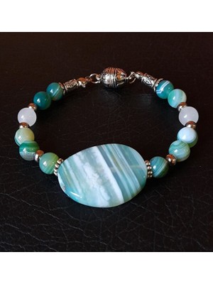 Asteria Elite Yeşil Akik Negatif Enerji ve Nazar Koruması Bileklik