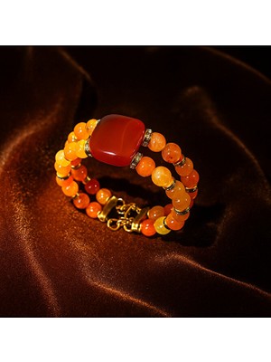 Asteria Elite Pozitif Enerji, Özgüven ve Nazar Koruması Için Iki Sıralı Akik Bileklik