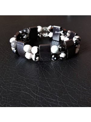 Asteria Elite Akik Hematit Iki Sıralı Denge, Güç ve Nazardan Koruma Bilekliği