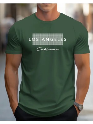 Punix Punıx Büyük Beden Özel Seri Los Angeles Calıfornia Baskılı %100 Pamuk Yeni Sezon Battal Erkek T-Shırt