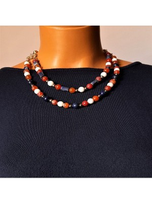 Asteria Elite Lapis Akik Iki Sıralı Bilgelik Enerji ve Nazardan Korunma Kolyesi