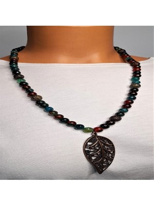 Asteria Elite Yeşil Kırmızı Akik Uzun Canlılık ve Nazardan Koruma Kolyesi