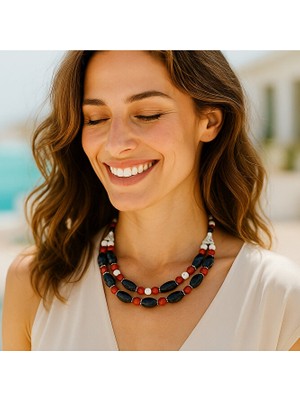 Asteria Elite Lapis Havlit Ceyt Iki Sıralı Huzur Özgüven ve Zihinsel Berraklık Kolyesi