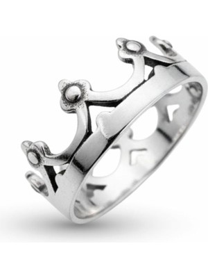 Oya Silver Cilalı Oksitli Kraliçe Tacı Gümüş Yüzük [OYSY126]
