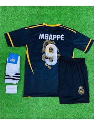 Alaturka Mix R.madridd 2024/25 Yeni Sezon Kylian Mbappe Özel Konsept Çocuk Forması 4'lü Set (Gold-Black)