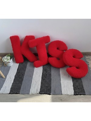 Harmoni Tekstil Kıss Yazılı Yastıklar Özel Tasarım Dekor Yastık 4 Adet K I S S Harf Yastık