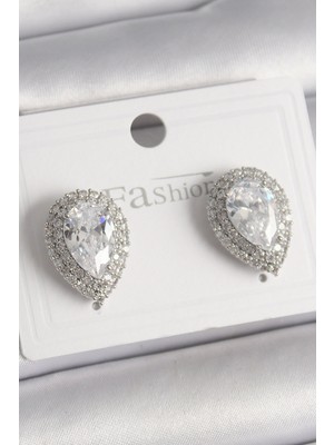 Ayder Timya Pirinç Gümüş Renk Zirkon Taşlı Damla Model Kadın Küpe - TJ-BKP9918 TG/TMYA1395 218888