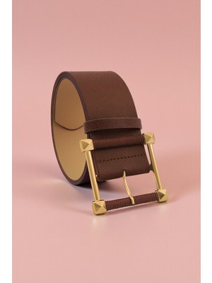 Milleniva Kare Tokalı Kahve Kalın Kadın Kemer