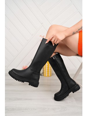 Arda Bayan ÇIZME812-340 Siyah Fermuarlı Günlük Kadın Çizme