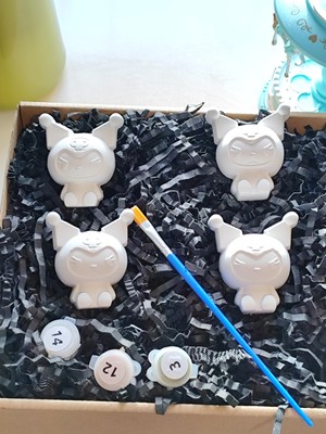 Denic Taş Boyama Seti-4 Adet - Kuromi- Boya+Fırça- Biblo- Çok Amaçlı Dekoratif Obje