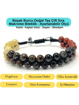 Yıldız Doğal Taş Sertifikalı Başak Burcu Doğal Taş Çift Sıra Makrome Bileklik