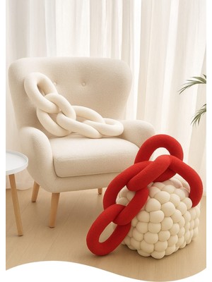 Harmoni Tekstil Beyaz Zincir Şeklinde Harika Tasarım Yastık