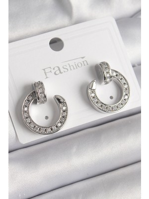 Ayder Timya Pirinç Gümüş Renk Zirkon Taşlı Çivi Halka Model Kadın Küpe - TJ-BKP9847 TG/Tmya1395 218824