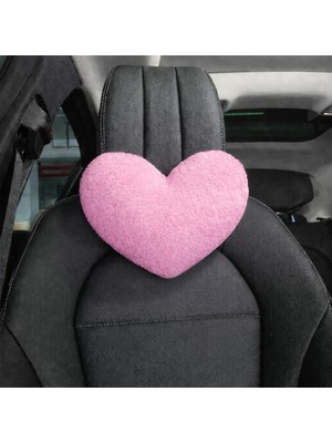 Harmoni Tekstil Pembe Kalp Araç Boyun Yastığı (2 Adettir) Tüm Araçlara Uyumludur