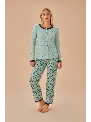 Dream Fashion Desenli Leom Gömlek Yaka Pijama Takımı