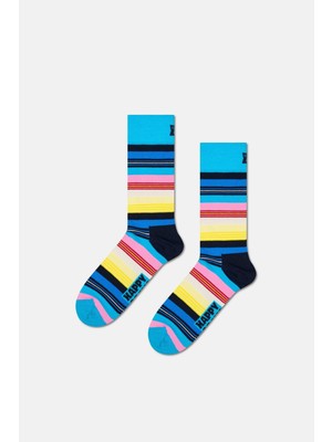 Happy Socks - Kadın Çok Renkli Çizgili Desenli Pamuklu Çorap