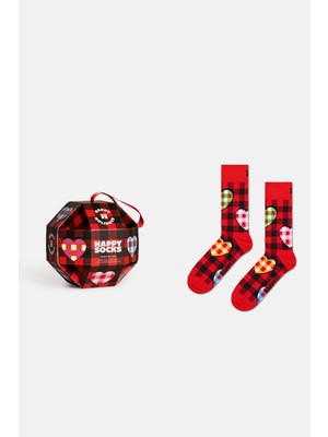 Happy Socks - Erkek Kırmızı Kutlama Temalı Pamuklu Tekli Çorap Seti