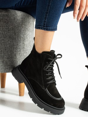 Aselin Ayakkabıları Kadın Bot & Bootie Süet Siyah
