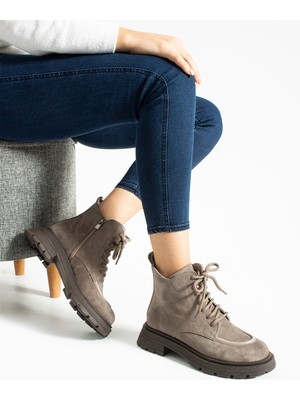 Aselin Ayakkabıları Kadın Bot & Bootie Süet Vizon