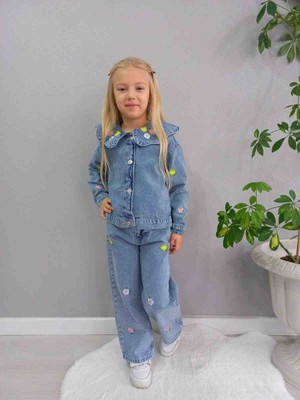 Miviko Kız Çocuk Takımı Alt Üst Set Mevsimlik Bayramlık Kotlu Takım Süper Kalite Pamuk Kumaş Yuzde Yuz