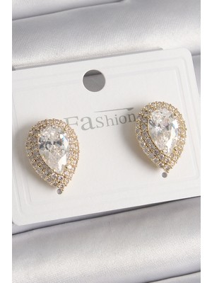 Ayder Timya Pirinç Gold Renk Zirkon Taşlı Damla Model Kadın Küpe - TJ-BKP9917 TG/TMYA1395 218887
