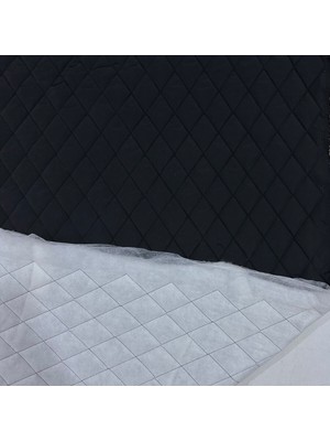 Kumaşçıtr Siyah Kapitone Kumaş (Baklava Desen) – Mont, Yelek ve Dış Giyim Için Uygun