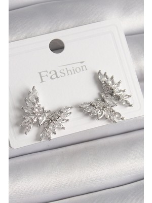 Ayder Timya Pirinç Gümüş Renk Zirkon Taşlı Kelebek Model Kadın Küpe - TJ-BKP9908 TG/Tmya1395 218878