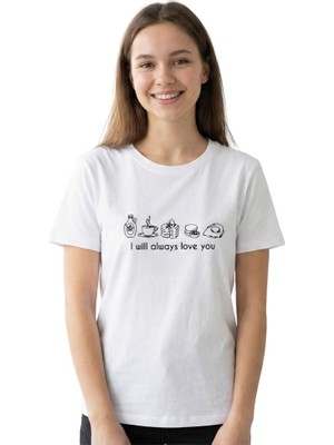 Will Always Love You Enfield&co Kadın T-Shirt I Ekru