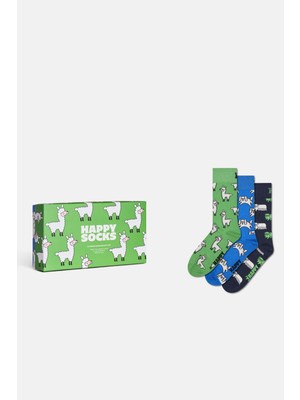 Happy Socks - Erkek Çok Renkli Lama Desenli 3’lü Çorap Seti