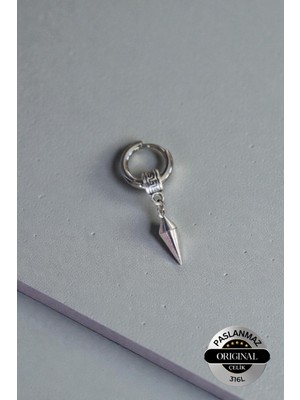 Lynare Delikli Mızrak Model Sallantılı Erkek Kadın Unisex 316L Çelik Küpe 1 Adet